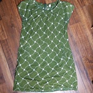 Jcrew sz 10 M L green geometric shift dress pocket